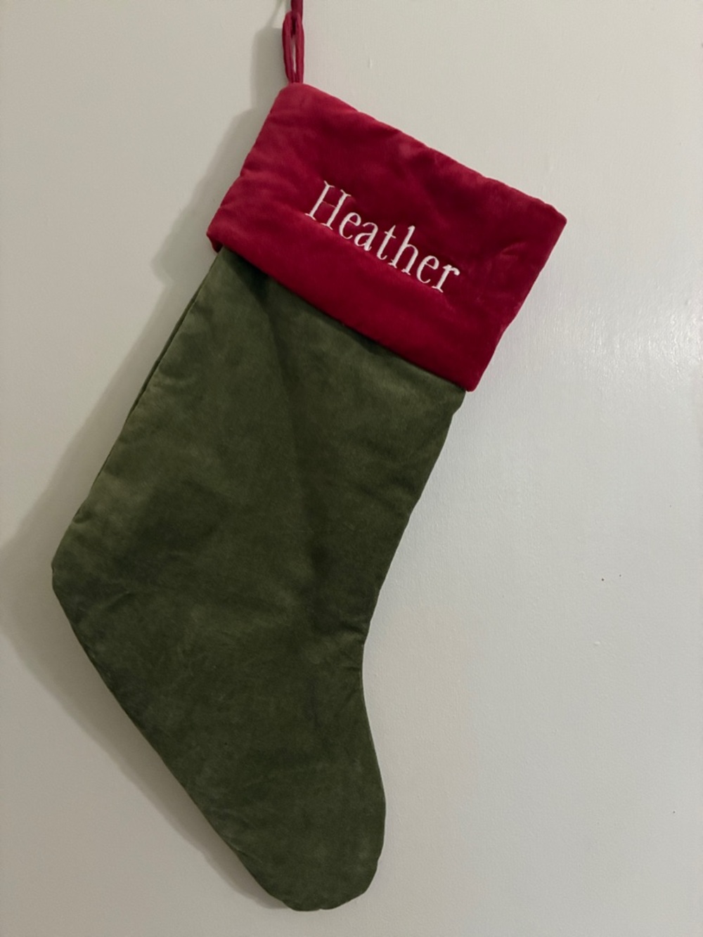 Pottery Barn -  Velvet Stocking, Personalized: HEATHER